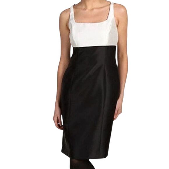 Tahari Women's Ivory & Black  3/4 Sleeve Sleeveless Mini Cocktail Formal Dress 4 - Picture 1 of 11